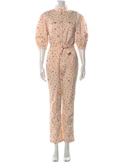 Pre-owned Rebecca Taylor Floral Print Jumpsuit In Neutral