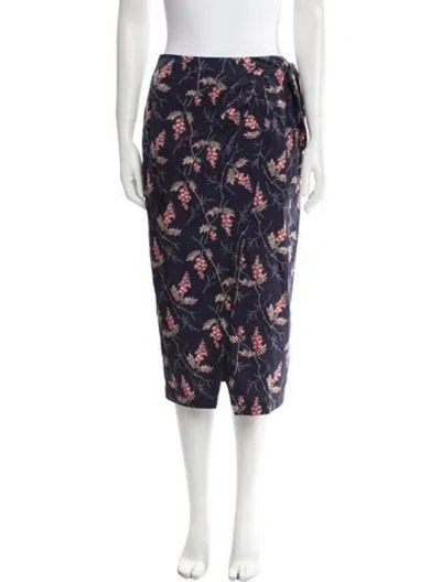 Pre-owned Rebecca Taylor Floral Print Knee-length Skirt In Blue