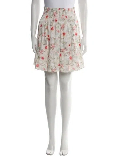 Pre-owned Rebecca Taylor Floral Print Knee-length Skirt In Neutral
