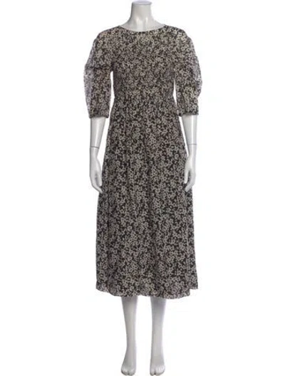 Pre-owned Rebecca Taylor Floral Print Long Dress In Black