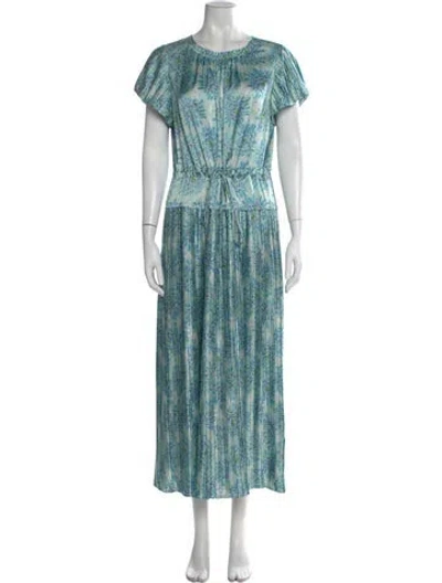 Pre-owned Rebecca Taylor Floral Print Long Dress In Green