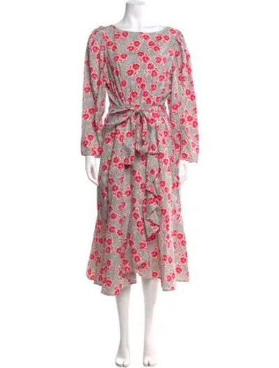 Pre-owned Rebecca Taylor Floral Print Long Dress In Neutrals