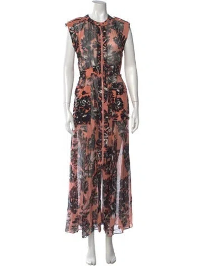 Pre-owned Rebecca Taylor Floral Print Long Dress In Pink