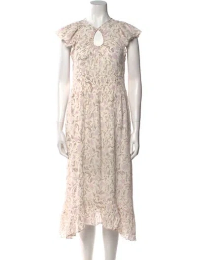 Pre-owned Rebecca Taylor Floral Print Long Dress W/ Tags In Pink