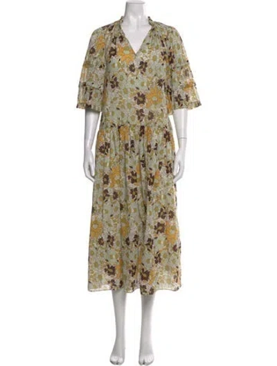 Pre-owned Rebecca Taylor Floral Print Midi Length Dress In Multi