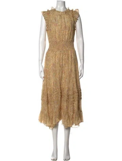Pre-owned Rebecca Taylor Floral Print Midi Length Dress In Orange