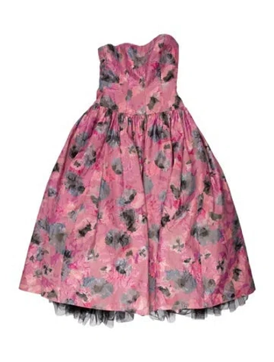 Pre-owned Rebecca Taylor Floral Print Midi Length Dress In Pink