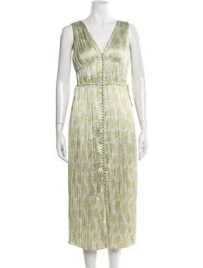 Pre-owned Rebecca Taylor Floral Print Midi Length Dress W/ Tags In Green