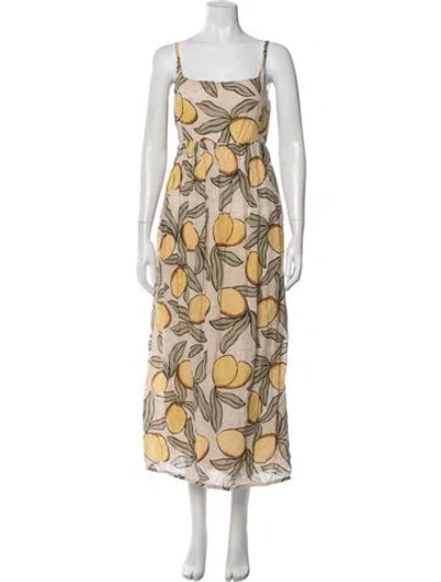 Pre-owned Rebecca Taylor Floral Print Midi Length Dress In Yellow
