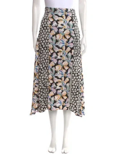 Pre-owned Rebecca Taylor Floral Print Midi Length Skirt In Black