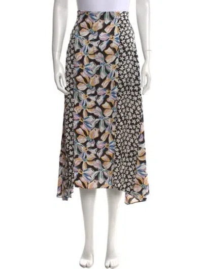 Pre-owned Rebecca Taylor Floral Print Midi Length Skirt In Black