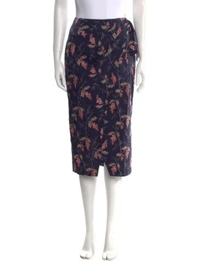 Pre-owned Rebecca Taylor Floral Print Midi Length Skirt In Blue
