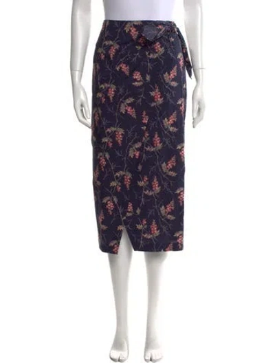 Pre-owned Rebecca Taylor Floral Print Midi Length Skirt In Blue
