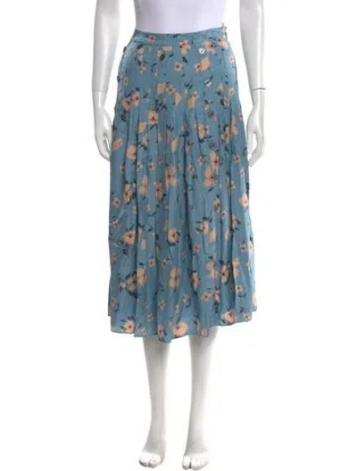 Pre-owned Rebecca Taylor Floral Print Midi Length Skirt In Blue
