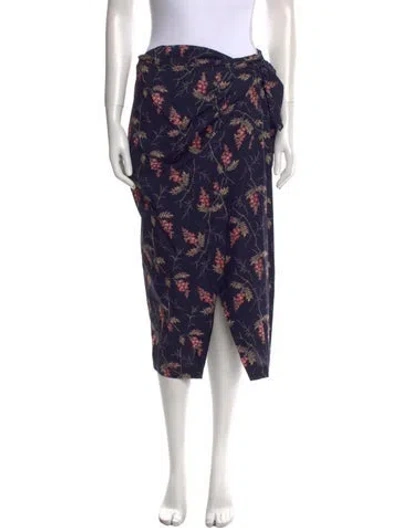 Pre-owned Rebecca Taylor Floral Print Midi Length Skirt In Purple