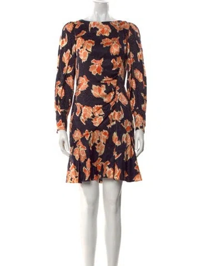 Pre-owned Rebecca Taylor Floral Print Mini Dress In Black