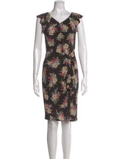 Pre-owned Rebecca Taylor Floral Print Mini Dress In Black