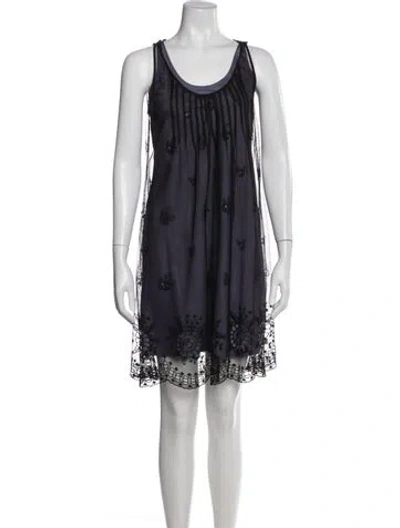Pre-owned Rebecca Taylor Floral Print Mini Dress In Black