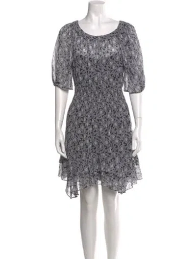 Pre-owned Rebecca Taylor Floral Print Mini Dress In Blue
