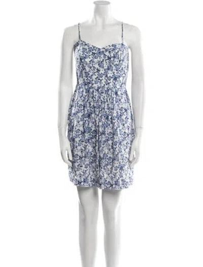 Pre-owned Rebecca Taylor Floral Print Mini Dress In Blue