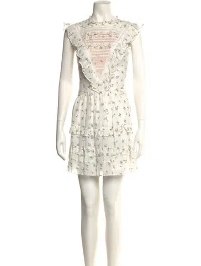 Pre-owned Rebecca Taylor Floral Print Mini Dress In Blue