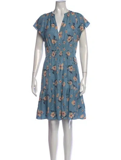 Pre-owned Rebecca Taylor Floral Print Mini Dress In Blue