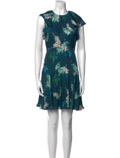 Pre-owned Rebecca Taylor Floral Print Mini Dress In Multi