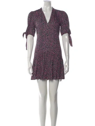 Pre-owned Rebecca Taylor Floral Print Mini Dress In Purple