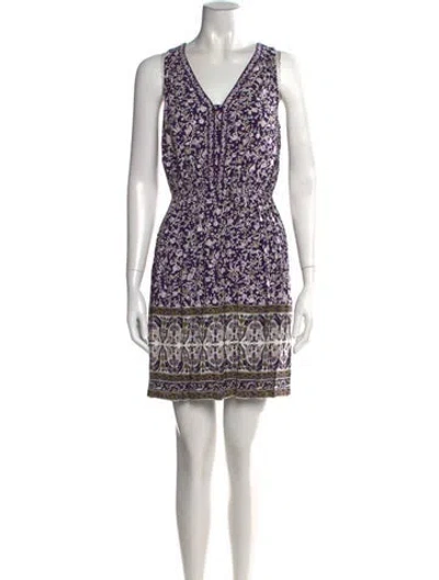 Pre-owned Rebecca Taylor Floral Print Mini Dress In Purple