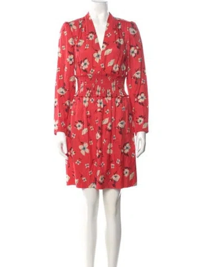 Pre-owned Rebecca Taylor Floral Print Mini Dress In Red