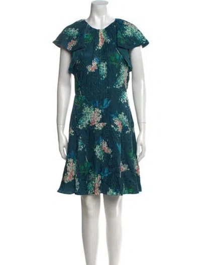 Pre-owned Rebecca Taylor Floral Print Mini Dress W/ Tags In Green
