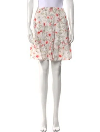 Pre-owned Rebecca Taylor Floral Print Mini Skirt In Neutral