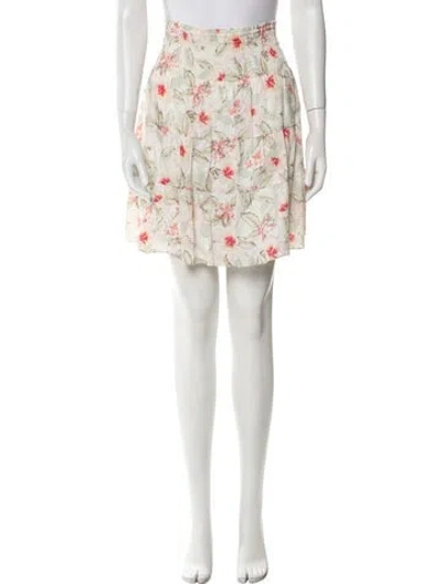 Pre-owned Rebecca Taylor Floral Print Mini Skirt In Neutral