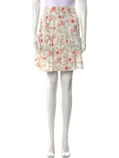 Pre-owned Rebecca Taylor Floral Print Mini Skirt In Neutral