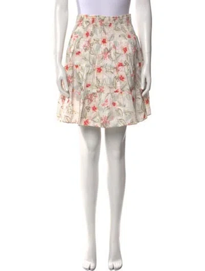 Pre-owned Rebecca Taylor Floral Print Mini Skirt W/ Tags In Neutral