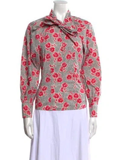 Pre-owned Rebecca Taylor Floral Print Mock Neck Sweatshirt W/ Tags In White