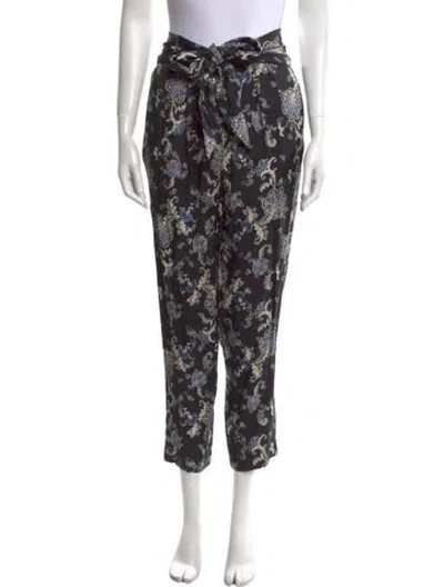 Pre-owned Rebecca Taylor Floral Print Skinny Leg Pants W/ Tags In Black