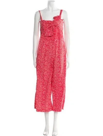 Pre-owned Rebecca Taylor Floral Print Square Neckline Jumpsuit In Orange