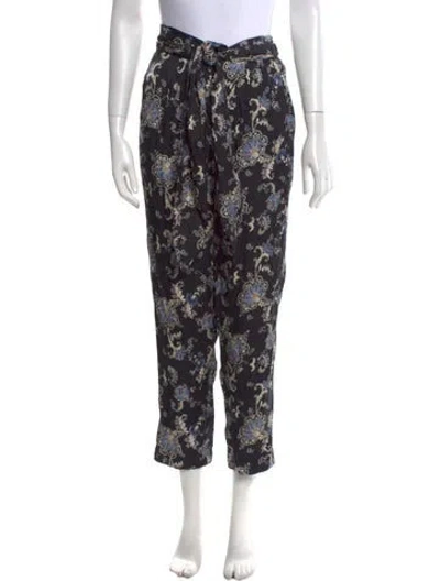 Pre-owned Rebecca Taylor Floral Print Straight Leg Pants In Black