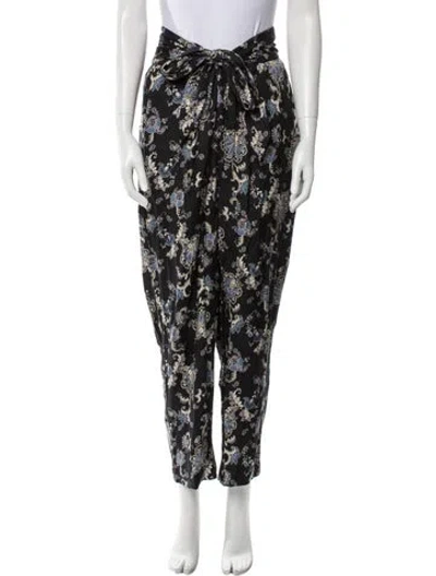 Pre-owned Rebecca Taylor Floral Print Straight Leg Pants In Blue