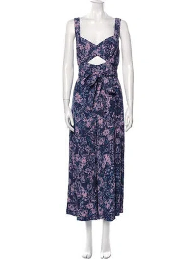 Pre-owned Rebecca Taylor Floral Print V-neck Jumpsuit W/ Tags In Multi