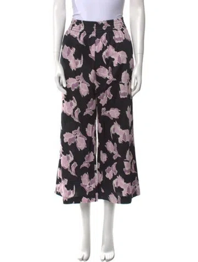 Pre-owned Rebecca Taylor Floral Print Wide Leg Pants In Purple