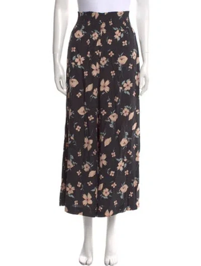 Pre-owned Rebecca Taylor Floral Print Wide Leg Pants W/ Tags In Black
