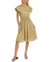 Rebecca Taylor Flutter Sleeve Dress In Brown