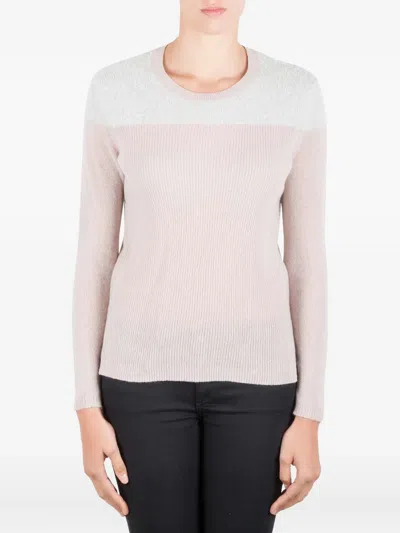 Pre-owned Rebecca Taylor Fuzzy-yoke Cashmere Sweater In Pink