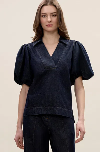 REBECCA TAYLOR GABRIELLE DENIM BLOUSE