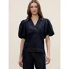 Rebecca Taylor Gabrielle Denim Blouse In Deep Sea Wash
