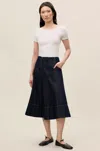 Rebecca Taylor Gabrielle Denim Skirt In Deep Sea Wash In Black