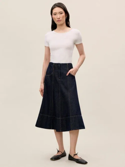 Rebecca Taylor Gabrielle Denim Skirt In Deep Sea Wash