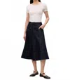 Rebecca Taylor Gabrielle Denim Skirt In Deep Sea Wash In Black